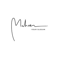 Maheer name signature logo vector design