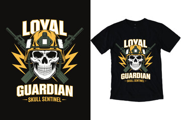 Loyal Guardian Skull Sentinel Tactical T-Shirt Design