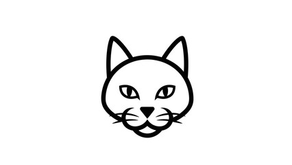 Obraz premium Simple Black Outline Cat Face Icon on Isolated White Background