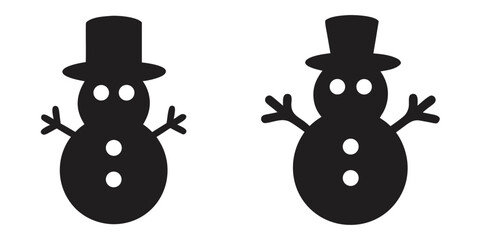 Fototapeta premium snowman silhouette vector, winter snowman black silhouette, snowman illustration 