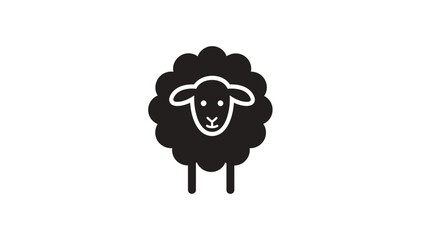 Cute black sheep animal icon, farm and wool concept, isolated white background.