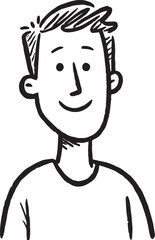 Obraz premium Hand Drawn Adult Man Black and White Avatar Illustration in Minimal Line Art Style Design