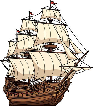 sail ship on the sea, Vector illustration of a majestic Viking sailing ship, Drakkar type, sailing the ocean. This design symbolizes courage, exploration and the legendary spirit of adventure