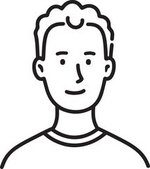 Obraz premium Hand Drawn Adult Man Black and White Avatar Illustration in Minimal Line Art Style Design