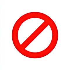 A red circle with a diagonal red bar over it, signifying prohibition, against a white background