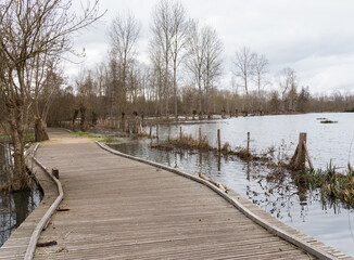piste cyclable en bois inond&eacute;e