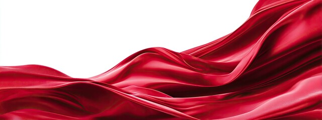 Flowing scarlet silk against a white background, creating a dynamic and elegant design