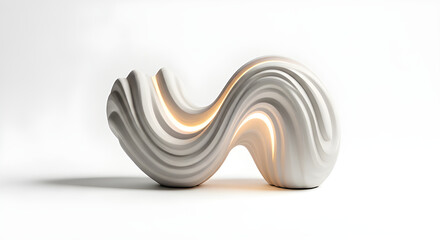 Obraz premium Modern sculptural lamp with organic minimalist design, isolated on White background