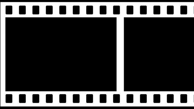 Looping alpha channel film reel sliding left right direction motion animation. Isolated photo frames animation to use for video collage, video album, looping multimedia. Creative 4k video animation.