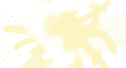 Obraz premium Pale yellow abstract background with large energetic brush strokes and scattered triangular elements for a bright, cheerful design.