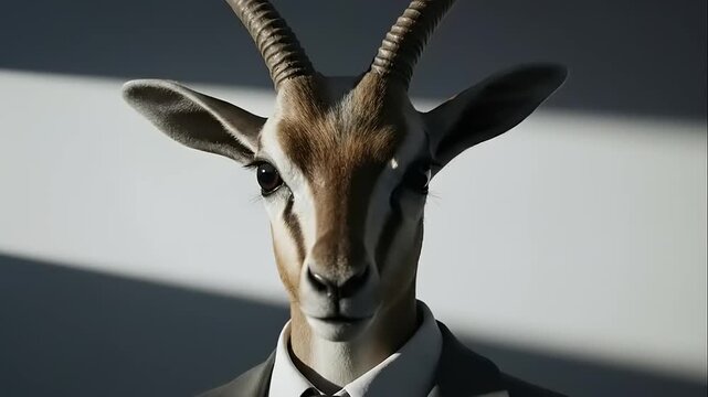 Surreal Portrait of Antelope in Business Attire.