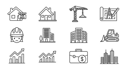 Collection of Construction and Business Icons. © Mbahne