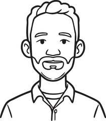 Obraz premium Hand Drawn Adult Man Black and White Avatar Illustration in Minimal Line Art Style Design