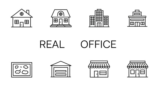 Collection of Real Estate and Office Building Icons.