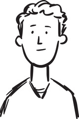 Obraz premium Hand Drawn Adult Man Black and White Avatar Illustration in Minimal Line Art Style Design