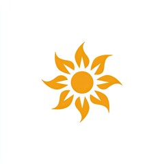 Naklejka premium Stylized orange sun with eight fiery petal-like rays