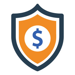 Fototapeta premium Shield icon with dollar sign symbolizing financial protection and security online icon