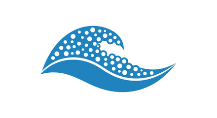 Blue Wave Illustration with Dots Design.