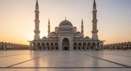 Fototapeta premium Grand Mosque Architecture at Sunset Time.