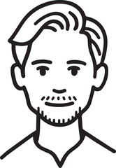 Obraz premium Hand Drawn Adult Man Black and White Avatar Illustration in Minimal Line Art Style Design