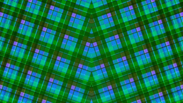 Vibrant Green Plaid Pattern Animation.