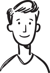 Obraz premium Hand Drawn Adult Man Black and White Avatar Illustration in Minimal Line Art Style Design