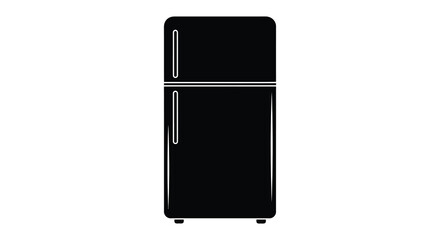 A stark black refrigerator stands prominently against a white background showcasing a minimalist design silhouette high quality professional detailed © ArtBySalea07