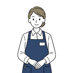 女性店員の上半身イラスト