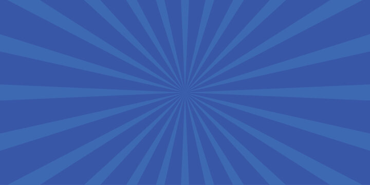Deep blue and lighter blue sunburst radial background pattern with alternating stripes creating a classic comic book style explosion or radiating effect