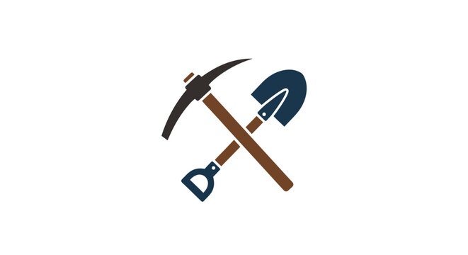 Crossed Pickaxe and Shovel Illustration.
