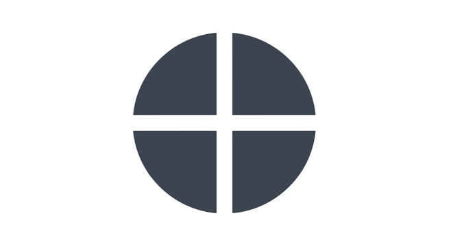 Dark Grey Circle Divided into Four Segments.
