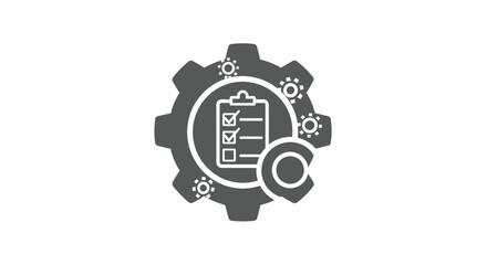 Obraz premium Gear Icon with Checklist and Settings Symbol.