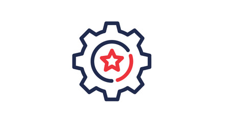 Obraz premium Gear Icon with Red Star Symbol.