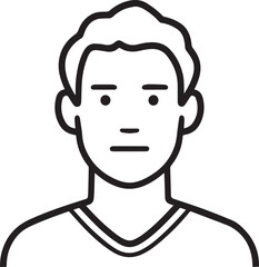 Obraz premium Hand Drawn Adult Man Black and White Avatar Illustration in Minimal Line Art Style Design