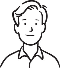Obraz premium Hand Drawn Adult Man Black and White Avatar Illustration in Minimal Line Art Style Design