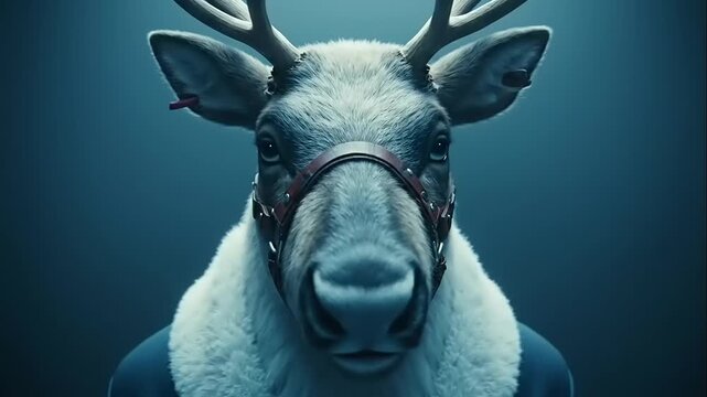 Reindeer with Antlers in Dark Background.