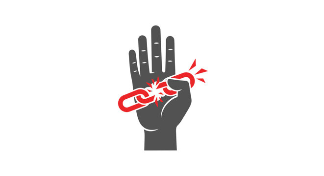Hand Breaking Red Chain Link Freedom.