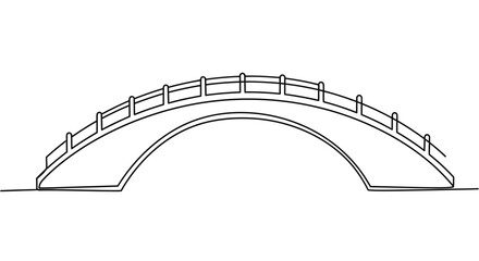 Arched Bridge Single Continuous Line Icon, Minimal Single Arch Deck Outline