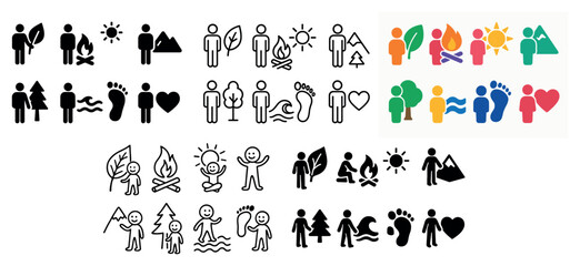 Obraz premium Outdoor activity and nature people symbols.
