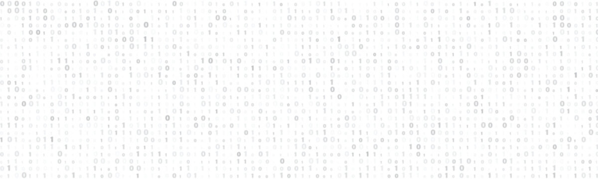 Subtle white and grey binary code background with a random distribution of zeros and ones creating a digital data texture for technology concepts