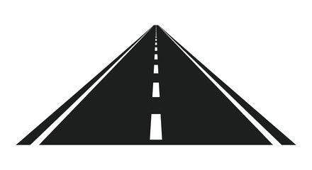 A strikingly minimalist depiction of a long straight highway vanishing into the distance rendered as a silhouette high quality