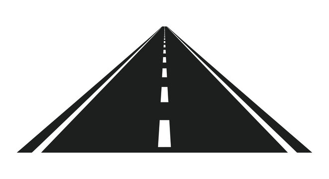 A strikingly minimalist depiction of a long straight highway vanishing into the distance rendered as a silhouette high quality