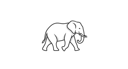 Obraz premium Simple Line Drawing of an Elephant.