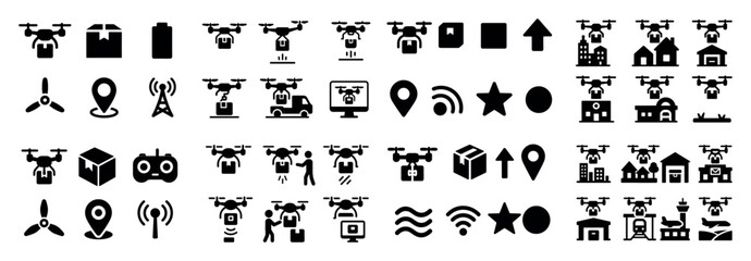 Obraz premium Drone delivery mapping and control pictograms