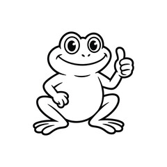 Obraz premium Content cartoon frog giving thumbs up, happy, cheerful, isolated on white background, vector art
