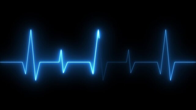 Electrocardiogram heartbeat pulse waveform monitor medical cardiology rhythm glow on dark background pulse peak flatline segment conveying energetic monitoring
