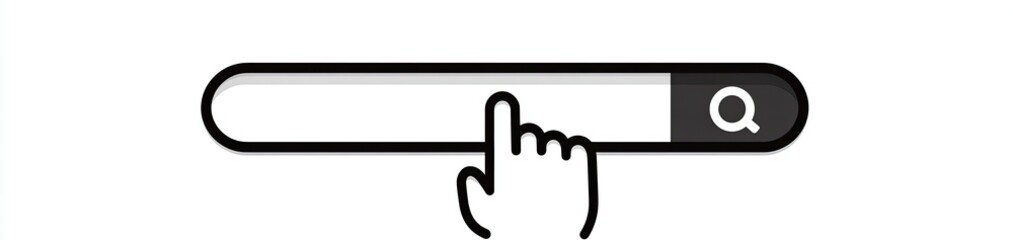 Obraz premium A cursor hovers over a search bar with a magnifying glass icon