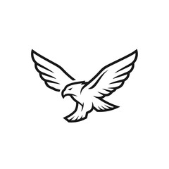 Obraz premium Black and White Eagle Illustration Flying.