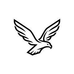 Fototapeta premium Black and White Eagle Illustration Soaring.