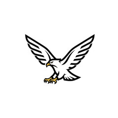 Obraz premium Black and White Eagle Illustration Flying.